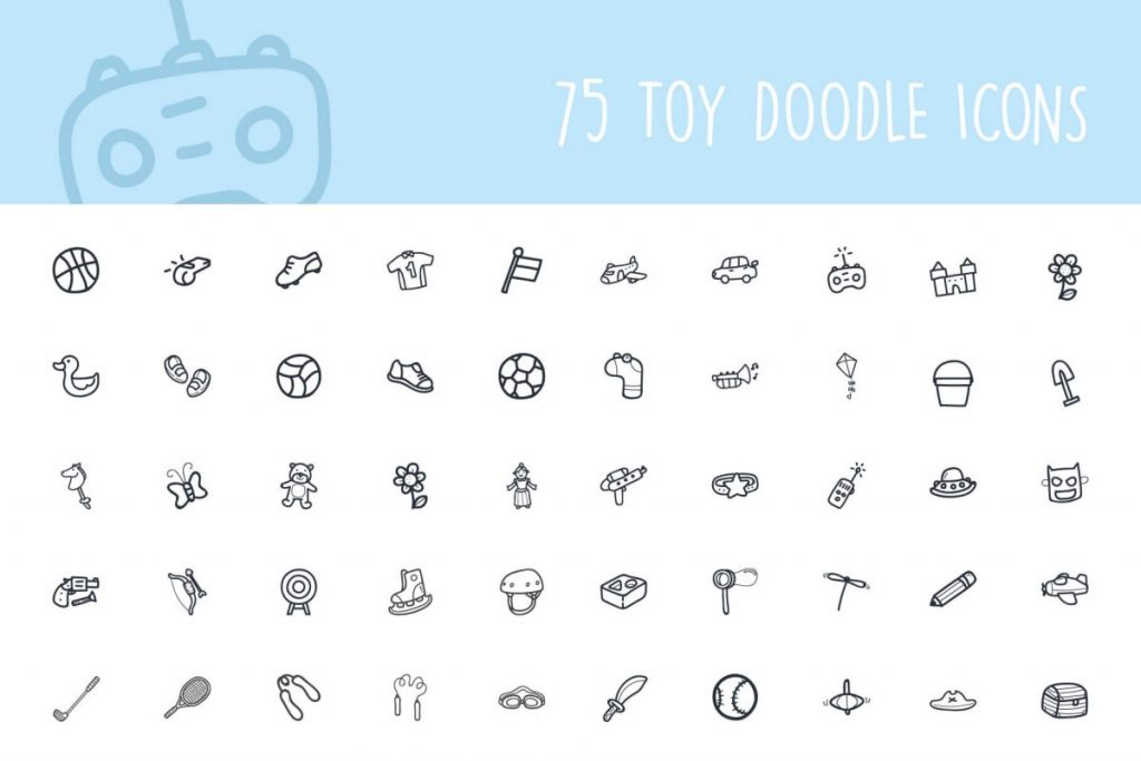 200 Hand drawn Icon pack - 75 Toy Icon pack