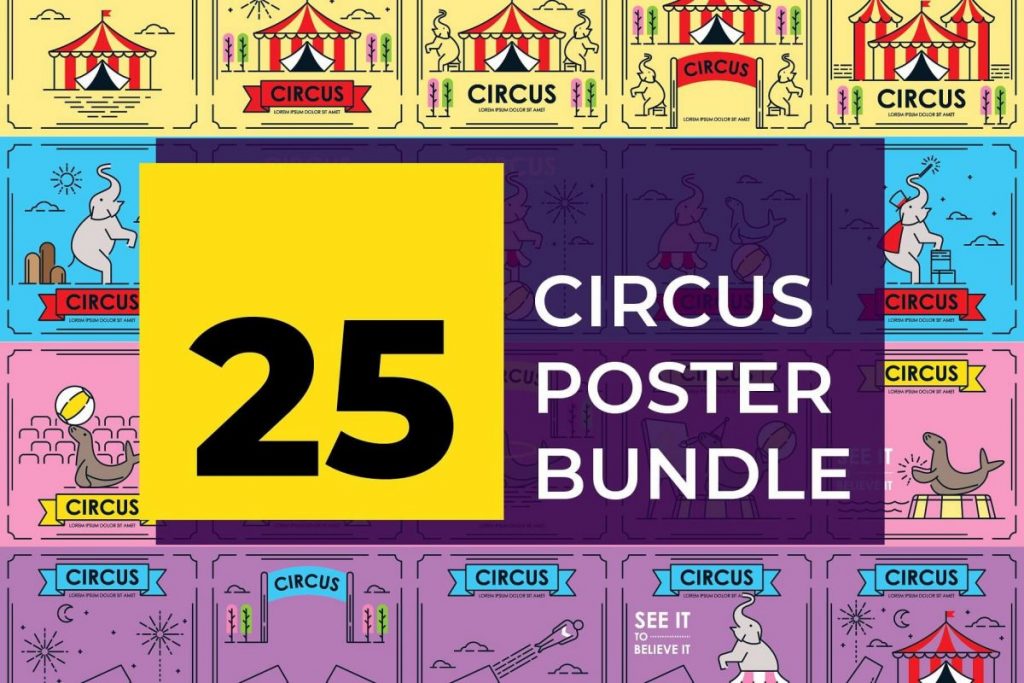 25 Artistic Illustration Poster design Template - circus poster