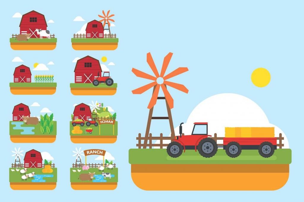 Farm Clipart Illustration Set - barn clipart