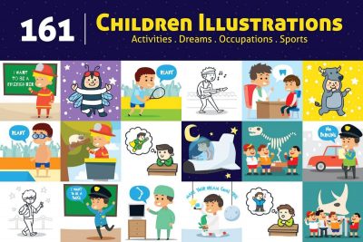 Kids Activities Clipart Bundle - cover