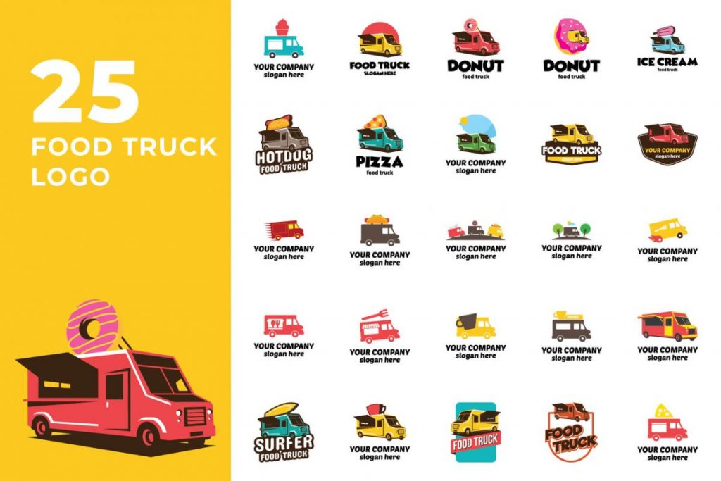 200 Modern Logo Design Collection Pack - FOOD TRUCK LOGO