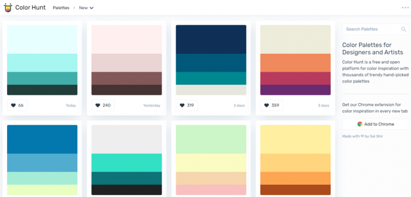 Color Palettes for Designers and Artists - Color Hunt