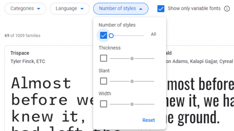 google fonts features