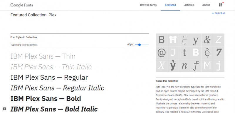 google fonts features