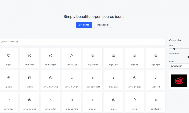 feather icons search engine