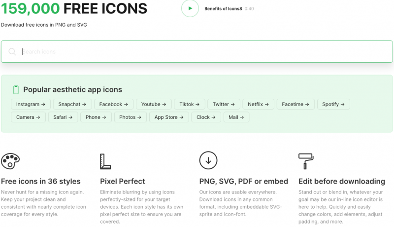 icons8 homepage