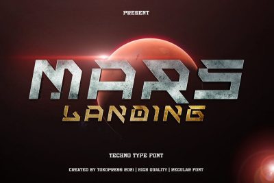 Futuristic Font mars landing