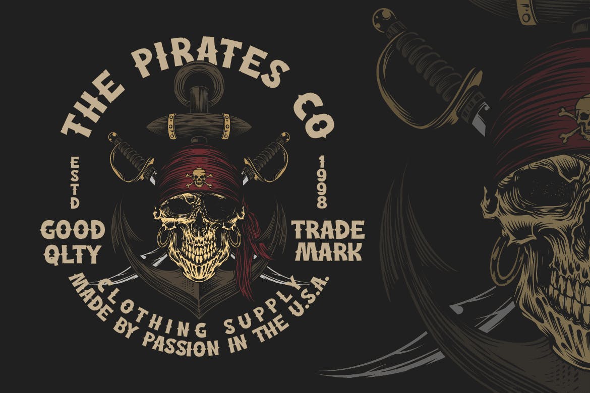 Capitan Mura - fonte de exibição pirata, Fontes - Envato Elements