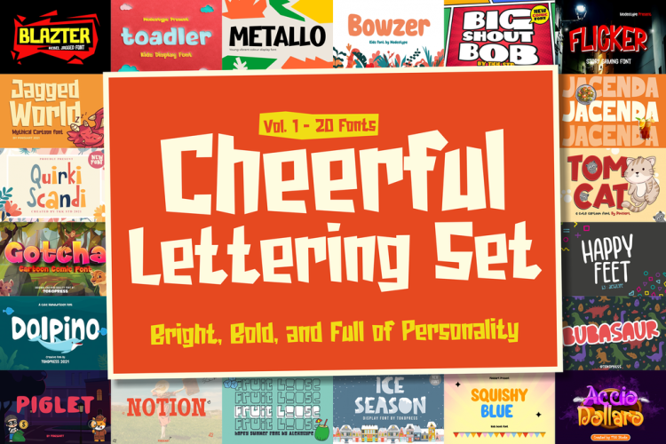 cheerful lettering set